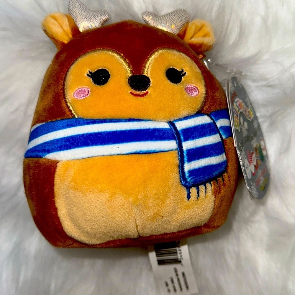 Squishmallows 4.5 Inch Dawn the Fawn Deer Blue Scarf Holiday‎ Plush 2020 NWT